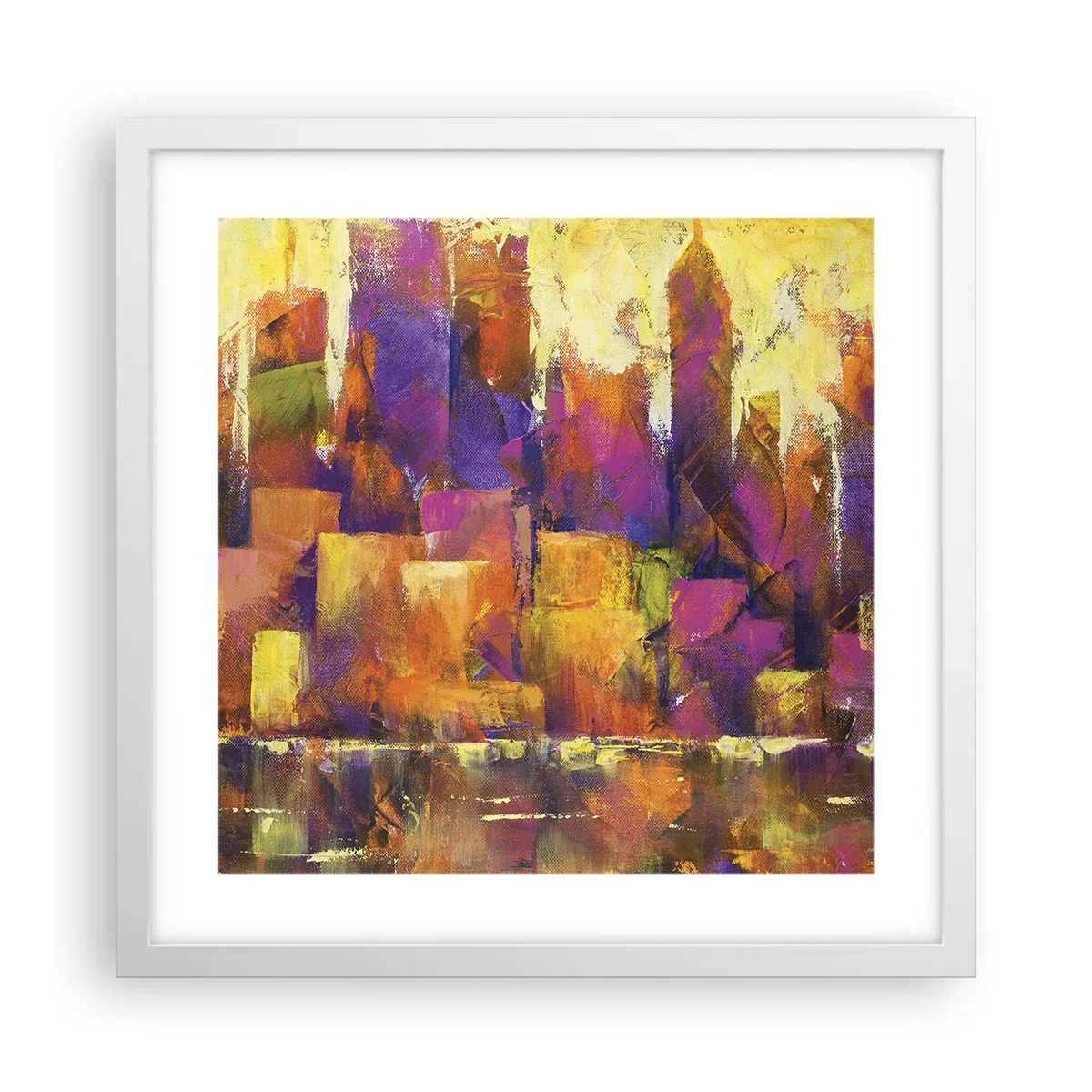 Pôster em moldura branca - Composição metropolitana - 40x40 cm