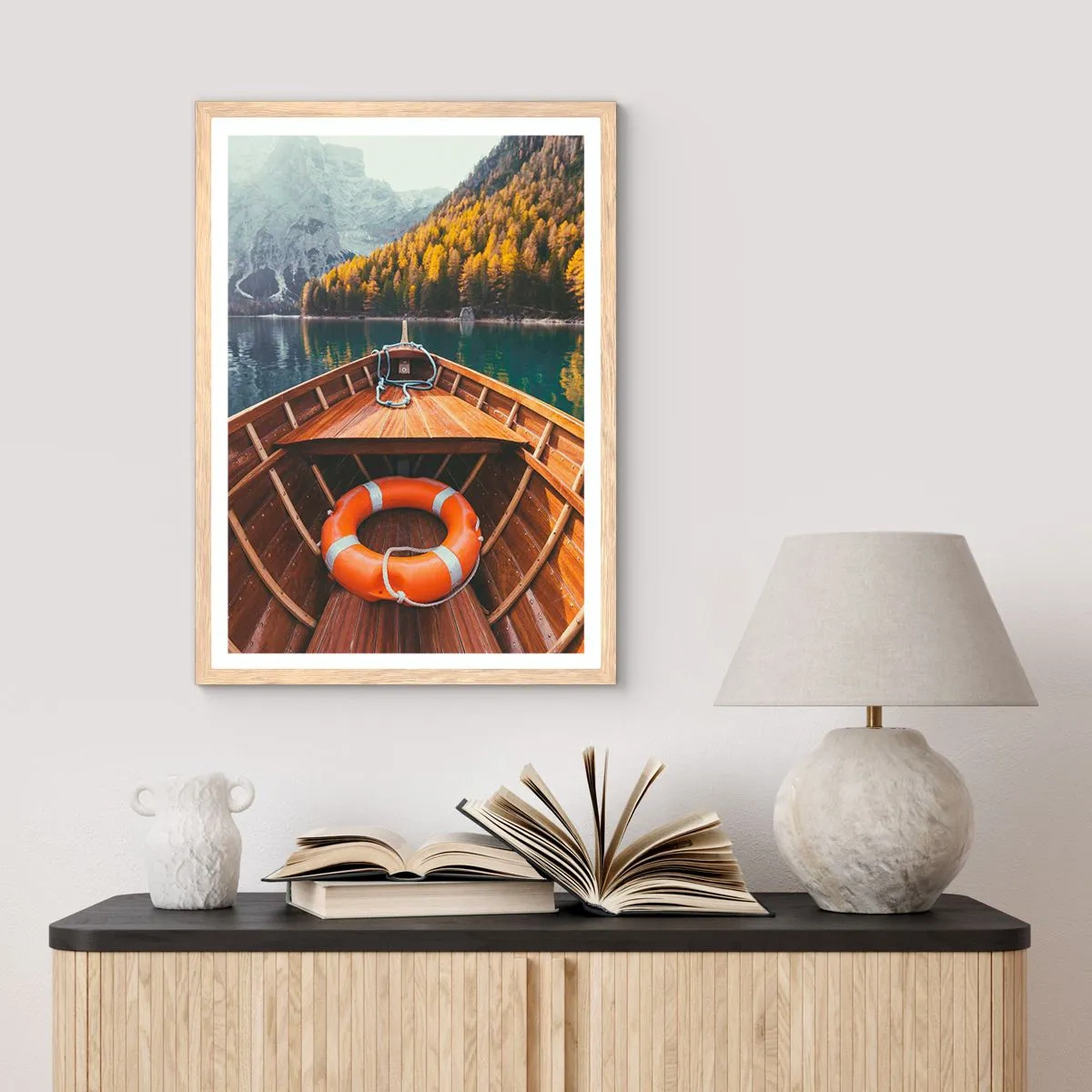 Pôster com moldura de carvalho claro - Excursão na montanha - 50x70 cm