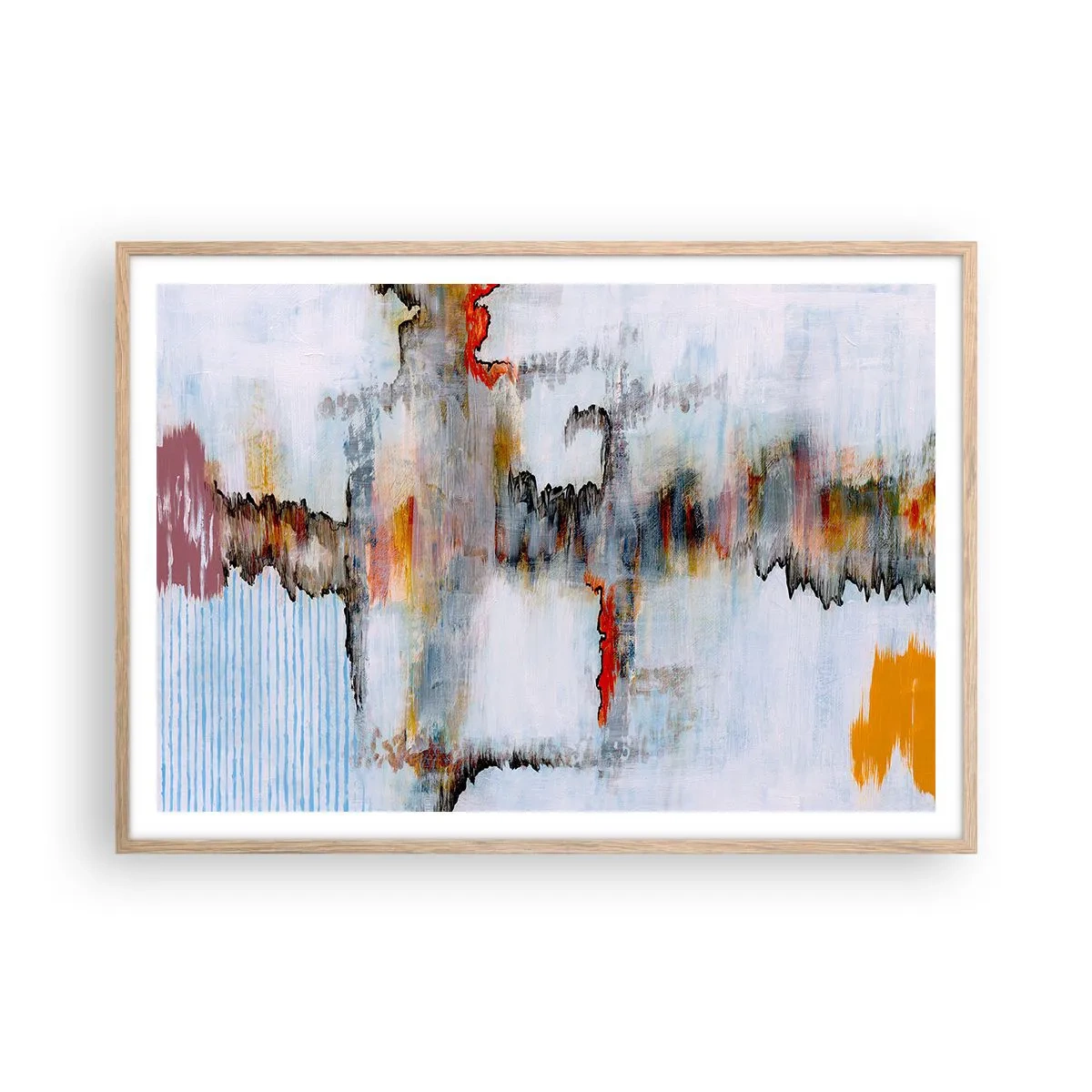Pôster com moldura de carvalho claro - Com um palito na água - 100x70 cm