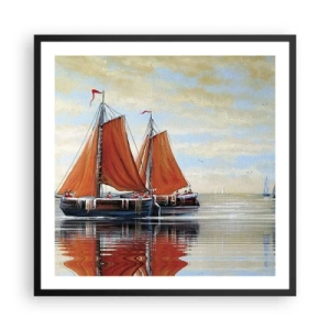 Pôster com moldura preta - A velejar, marujo… - 60x60 cm