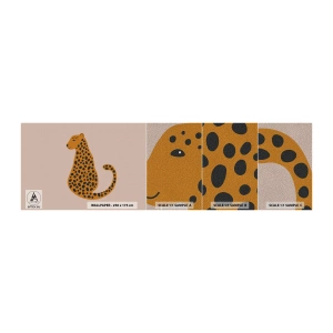 Amostra de papel de parede Premium Sand - A estampa de leopardo está na moda - Para crianças, Pantera, Animais - 100x30 cm