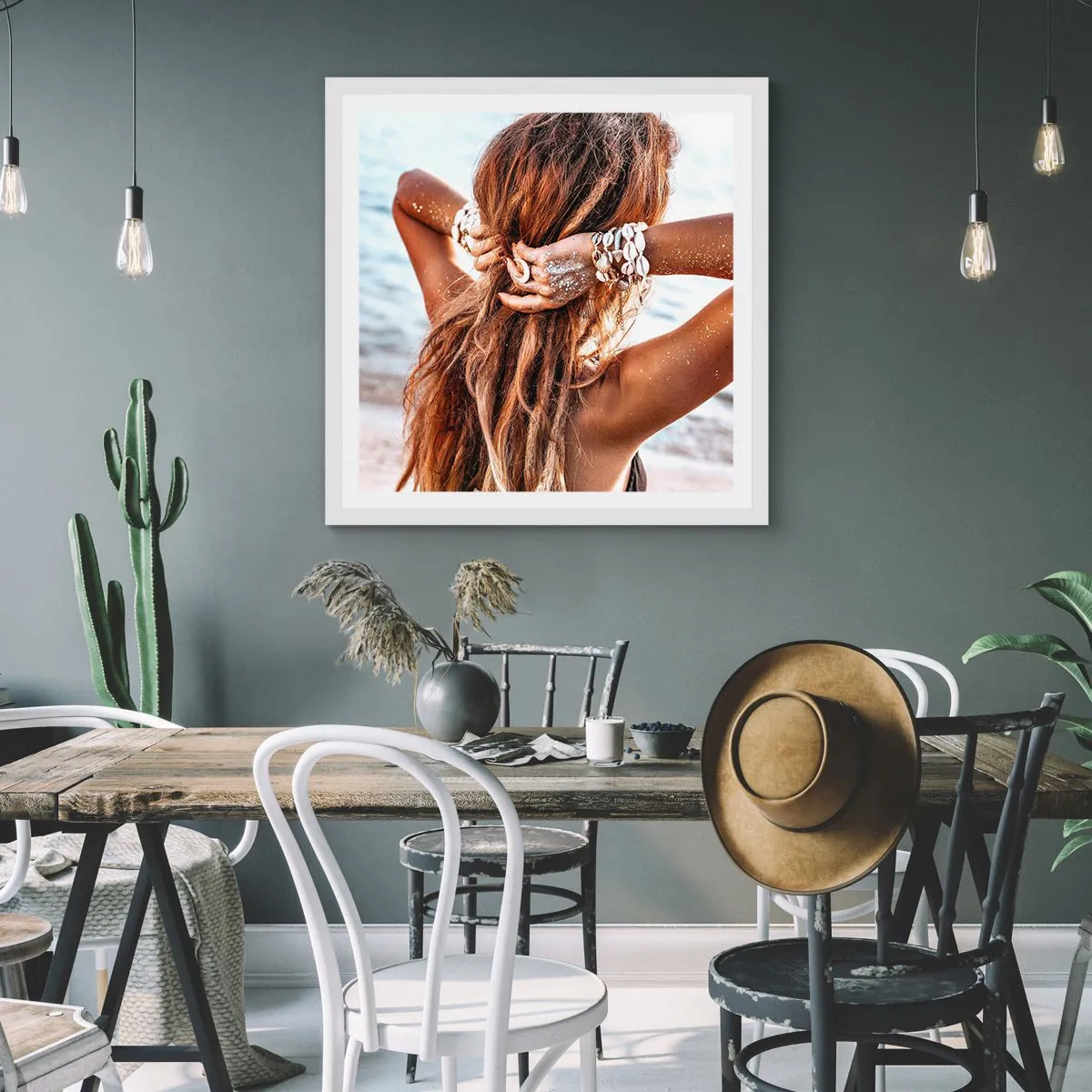 Pôster em moldura branca - Irmã da água e do sol - 40x40 cm