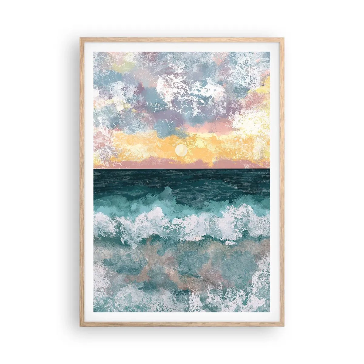 Pôster com moldura de carvalho claro - Água, luz, ar - 70x100 cm