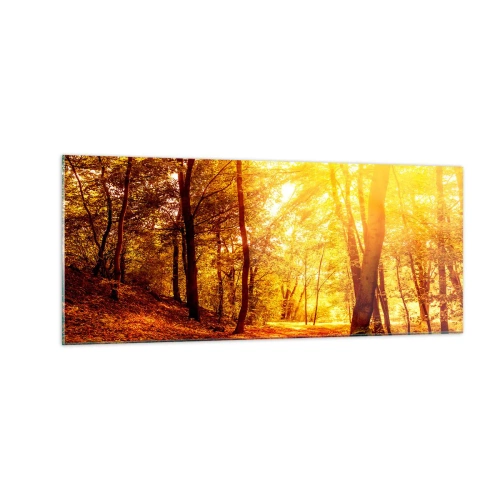 Quadro em vidro - Rumo à clareira dourada - 100x40 cm