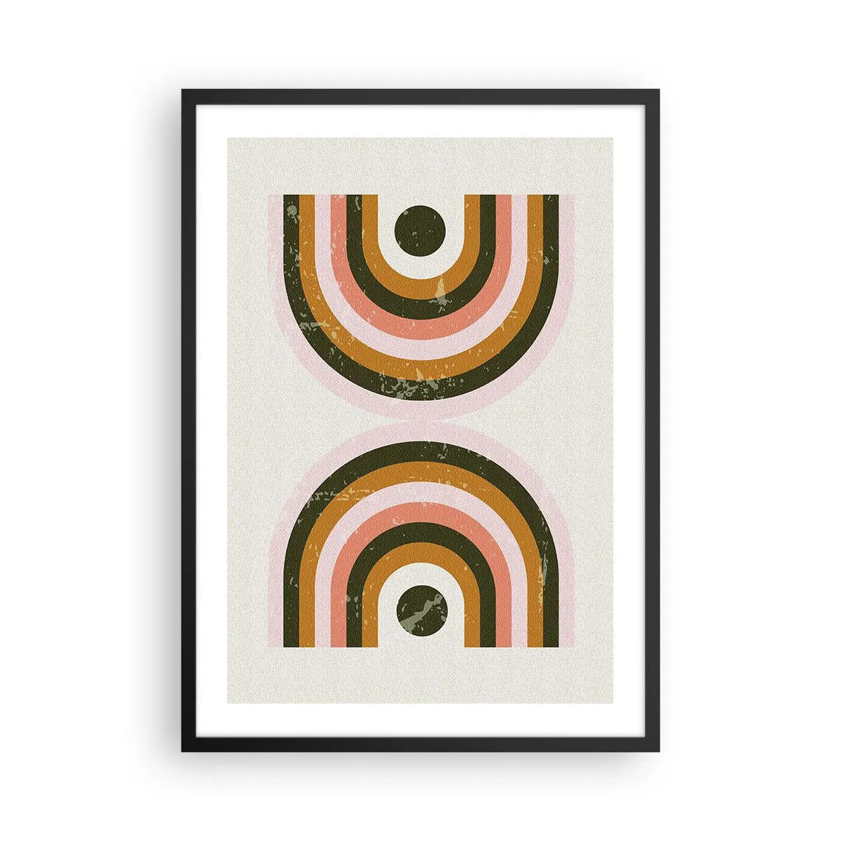 Pôster com moldura preta - Composição geométrica em estilo retrô - 50x70cm - Abstração gêmea - Decoração de parede moderna para a sala de estar e quarto ARTTOR
