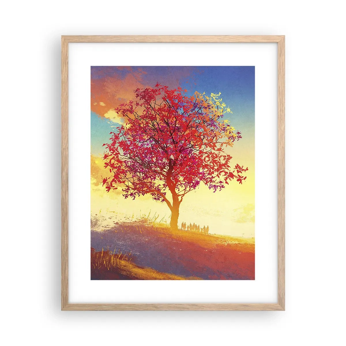 Pôster com moldura de carvalho claro - O peregrino no seu destino - 40x50 cm