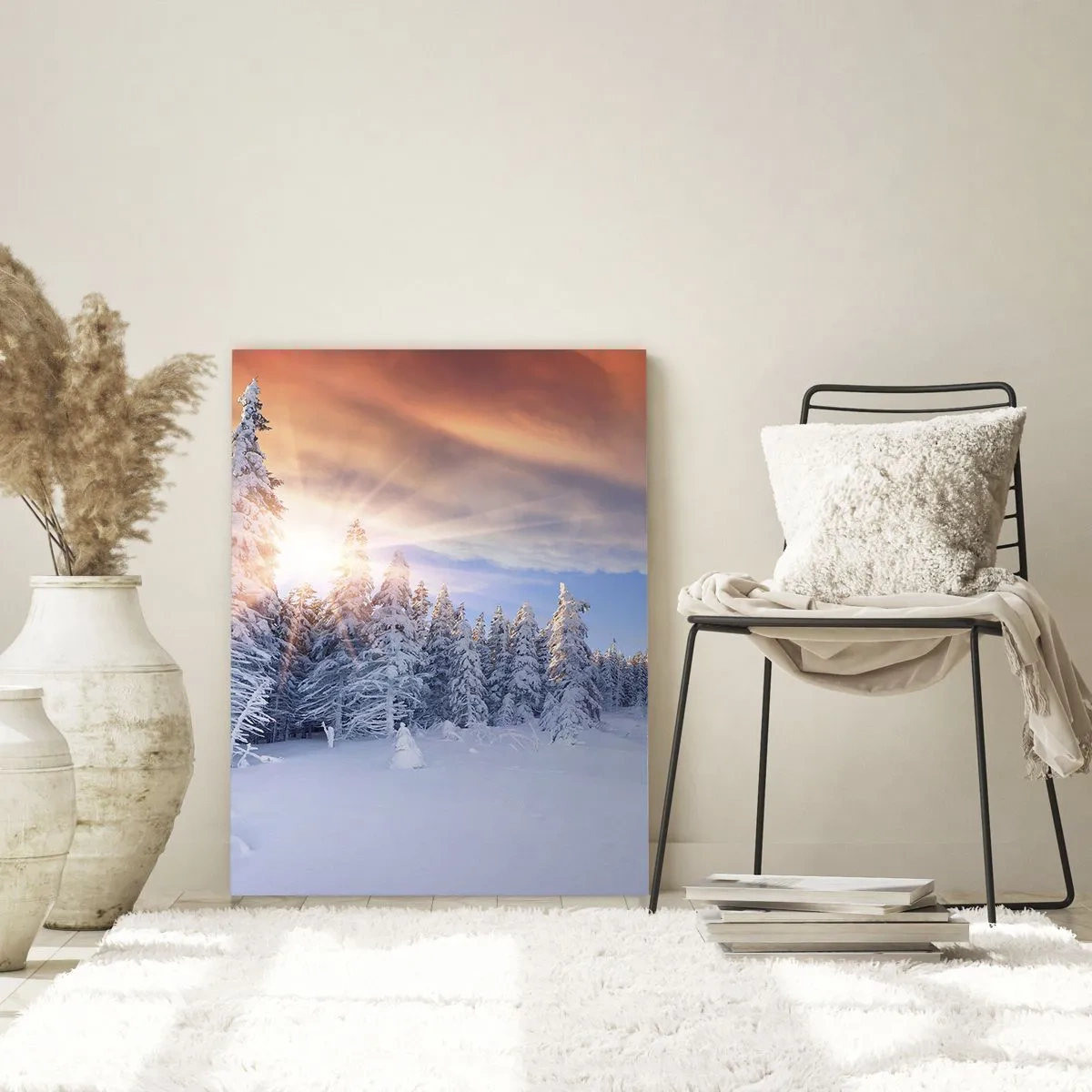Quadro em vidro - Espetáculo de neve da natureza - 80x120 cm