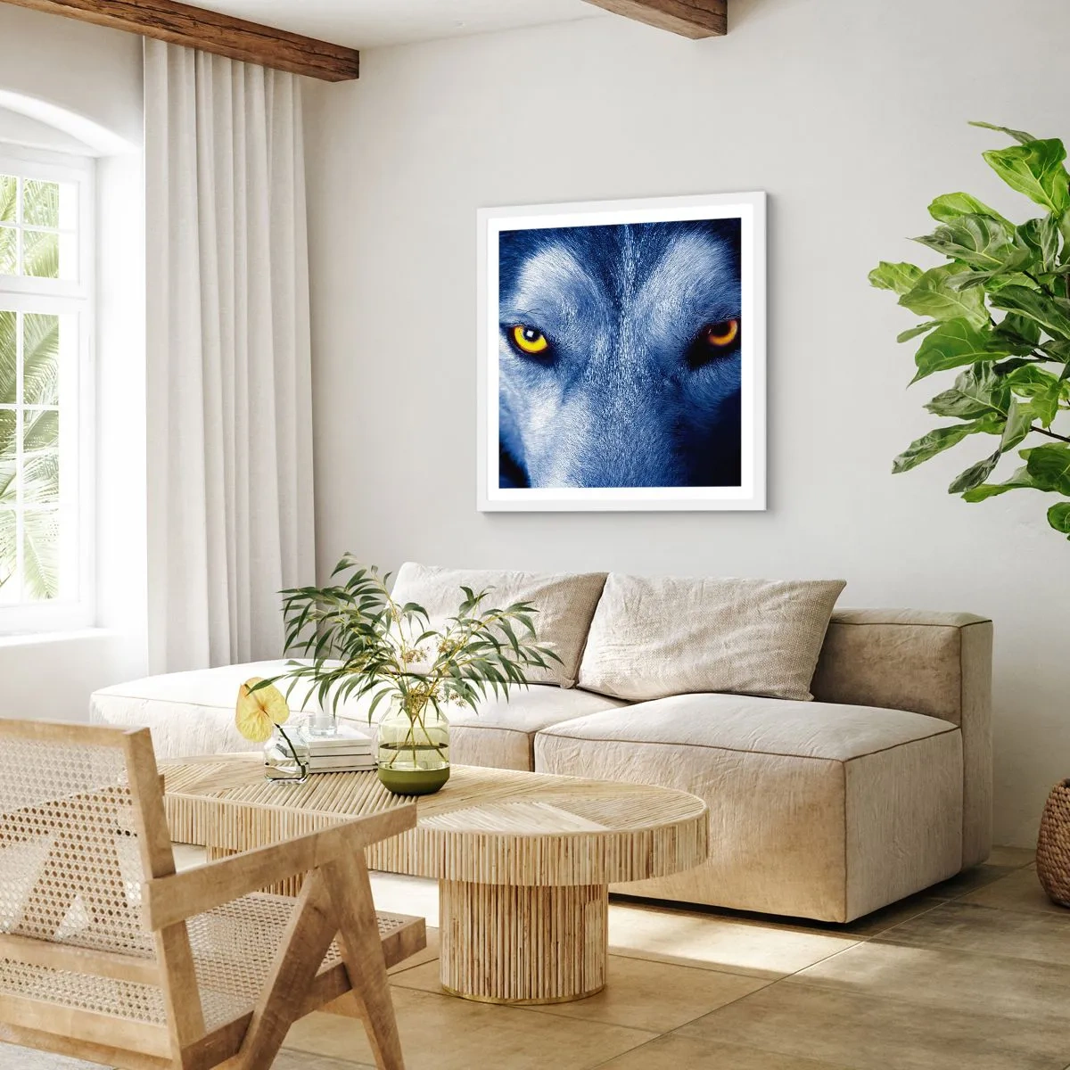 Pôster em moldura branca - Olhar hipnotizante - 60x60 cm