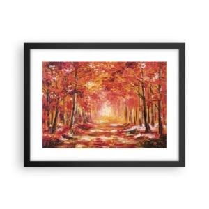 Pôster com moldura preta - Floresta de cobre - 40x30 cm