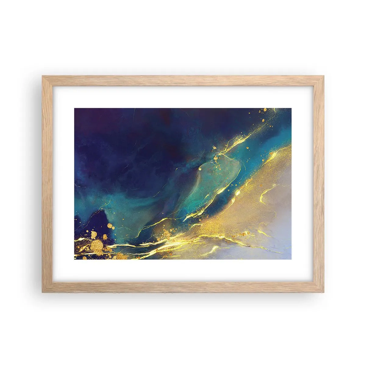 Pôster com moldura de carvalho claro - Piscina dourada - 40x30 cm