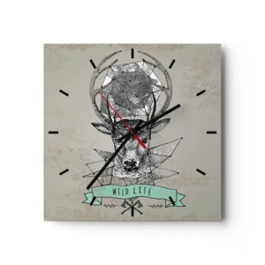 Relógio de parede - Relógio em vidro - A Visão de Santo Hubertus - 30x30 cm