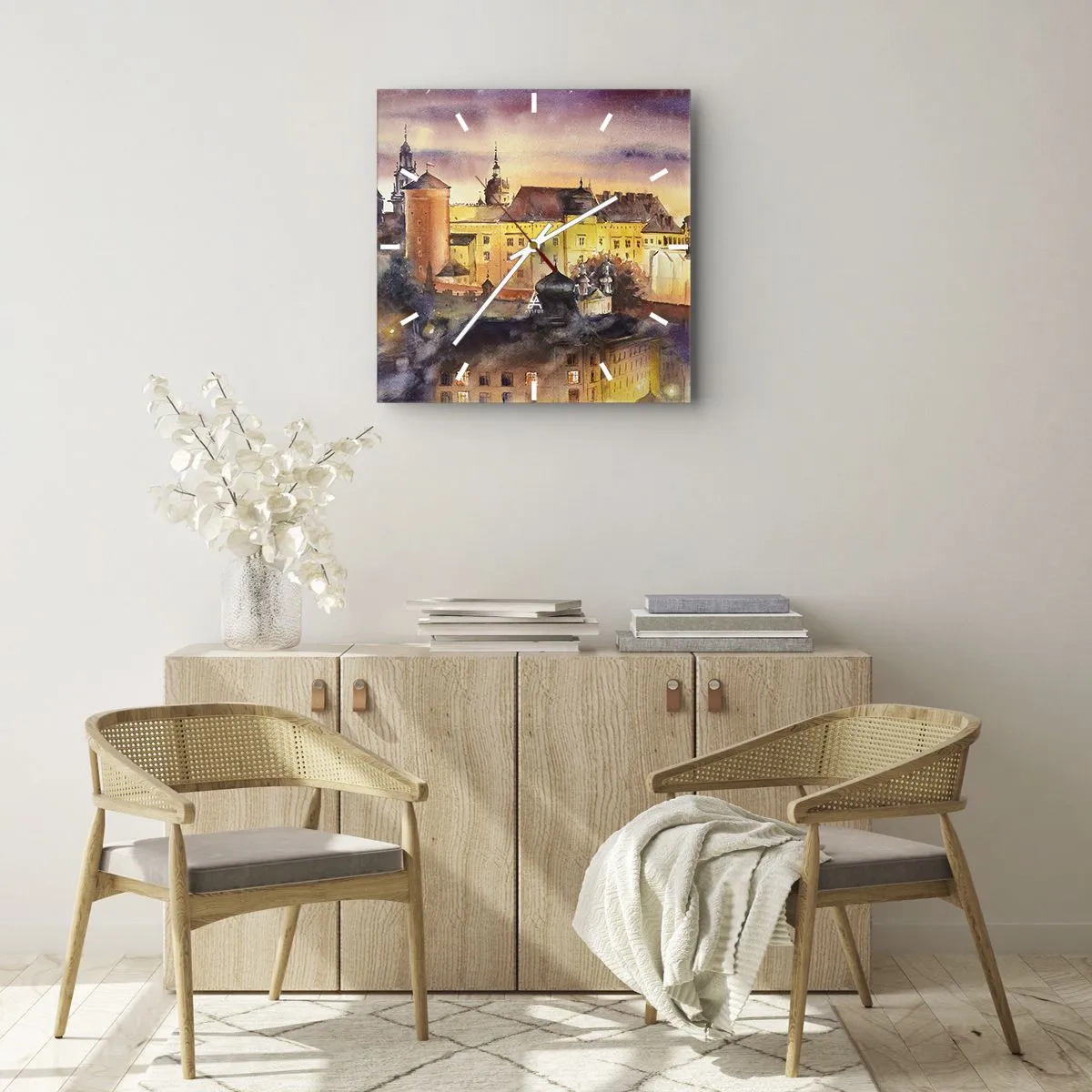 Relógio de parede - Relógio em vidro - História e conto de fadas - 40x40 cm