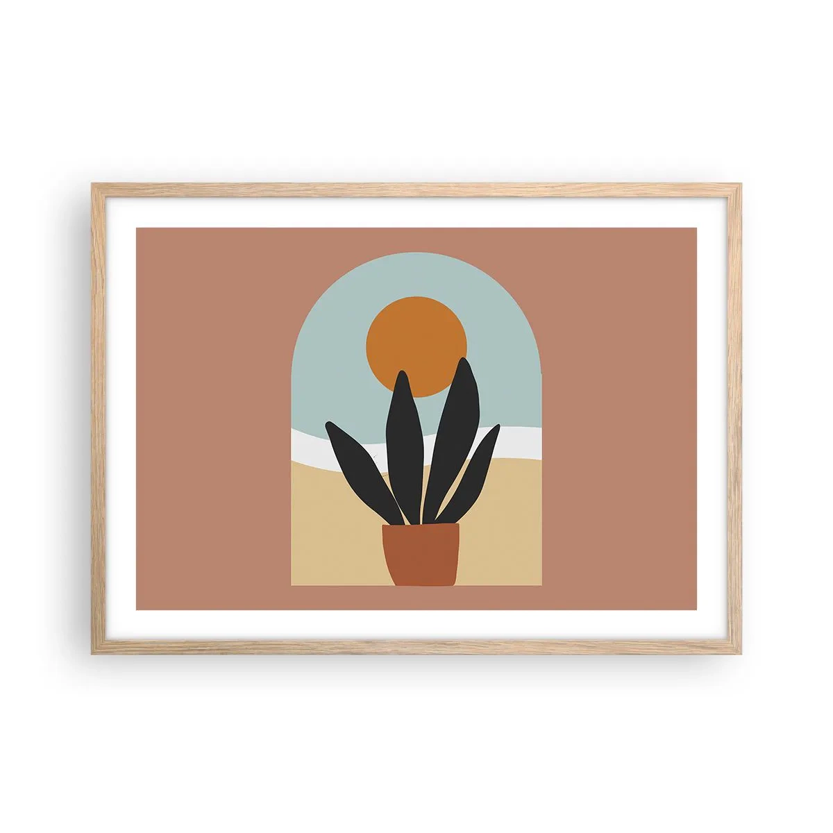 Pôster com moldura de carvalho claro - Pequenas alegrias - 70x50 cm