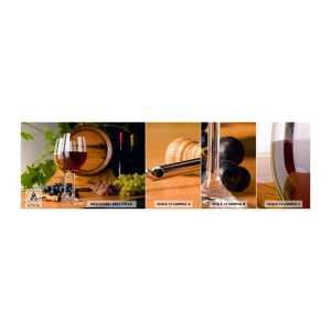 Amostra de papel de parede autocolante Deluxe Sticker - Como com os antigos mestres - Barril de vinho, Uva, Uma taça de vinho - 100x30 cm