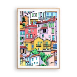 Pôster com moldura de carvalho claro - Cidade divertida - 70x100 cm