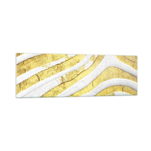 Quadro em vidro - Composição a branco e ouro - 160x50 cm