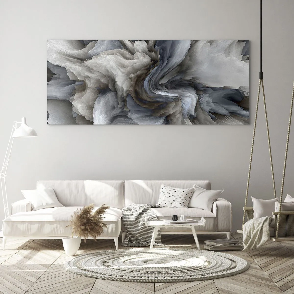 Quadro em vidro - Pedra e flor - 100x40 cm