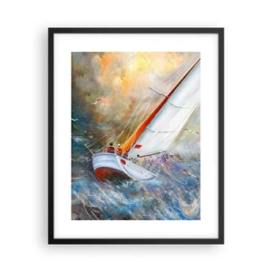 Pôster com moldura preta - Correr sobre as ondas - 40x50 cm