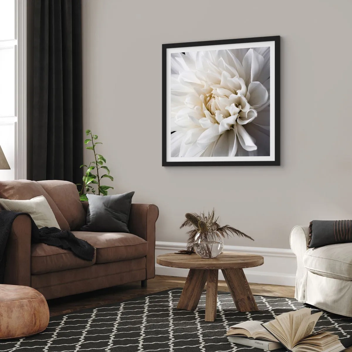 Pôster com moldura preta - Manhã da noiva - 50x50 cm