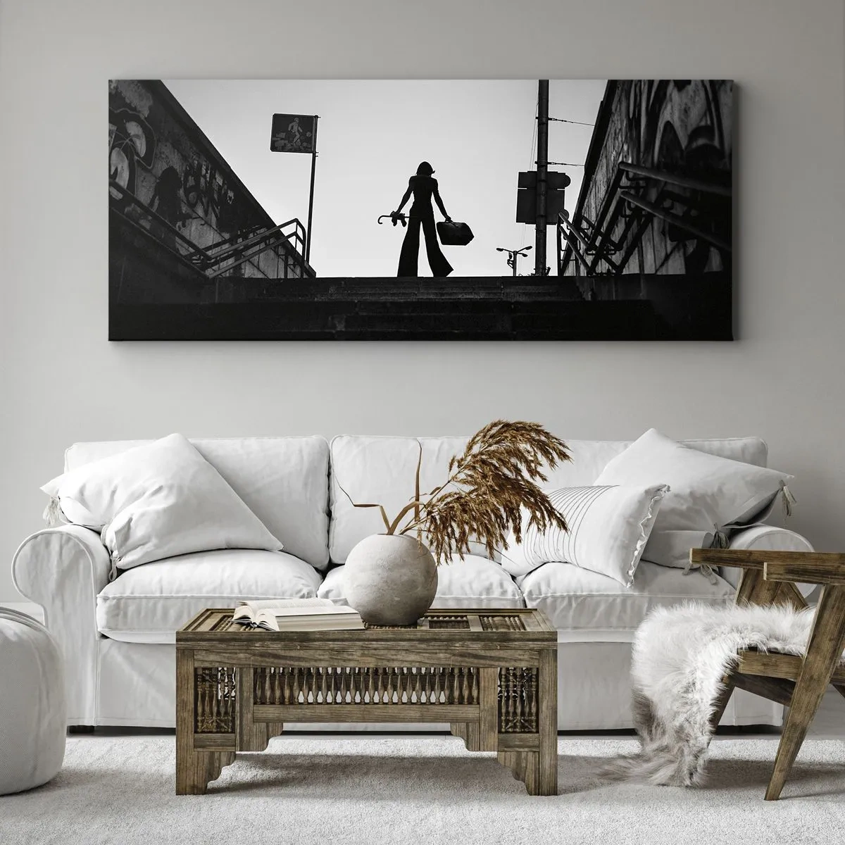 Quadro em tela - Caminhadas urbanas - 100x40 cm