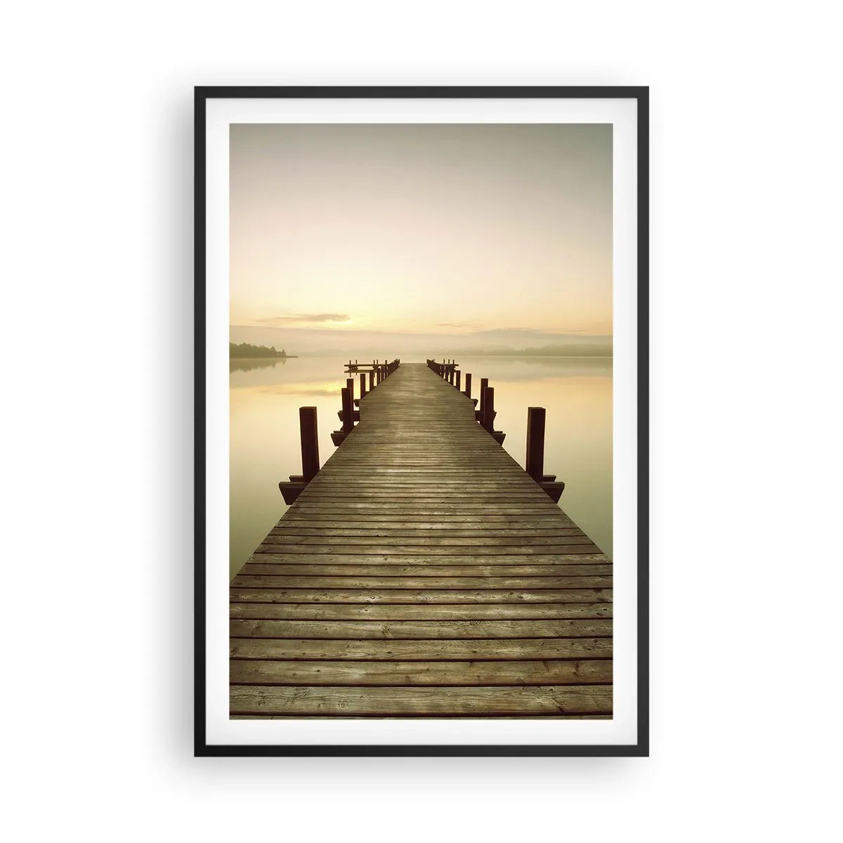Pôster com moldura preta - Antes do amanhecer, nascer do sol, luz - 61x91 cm