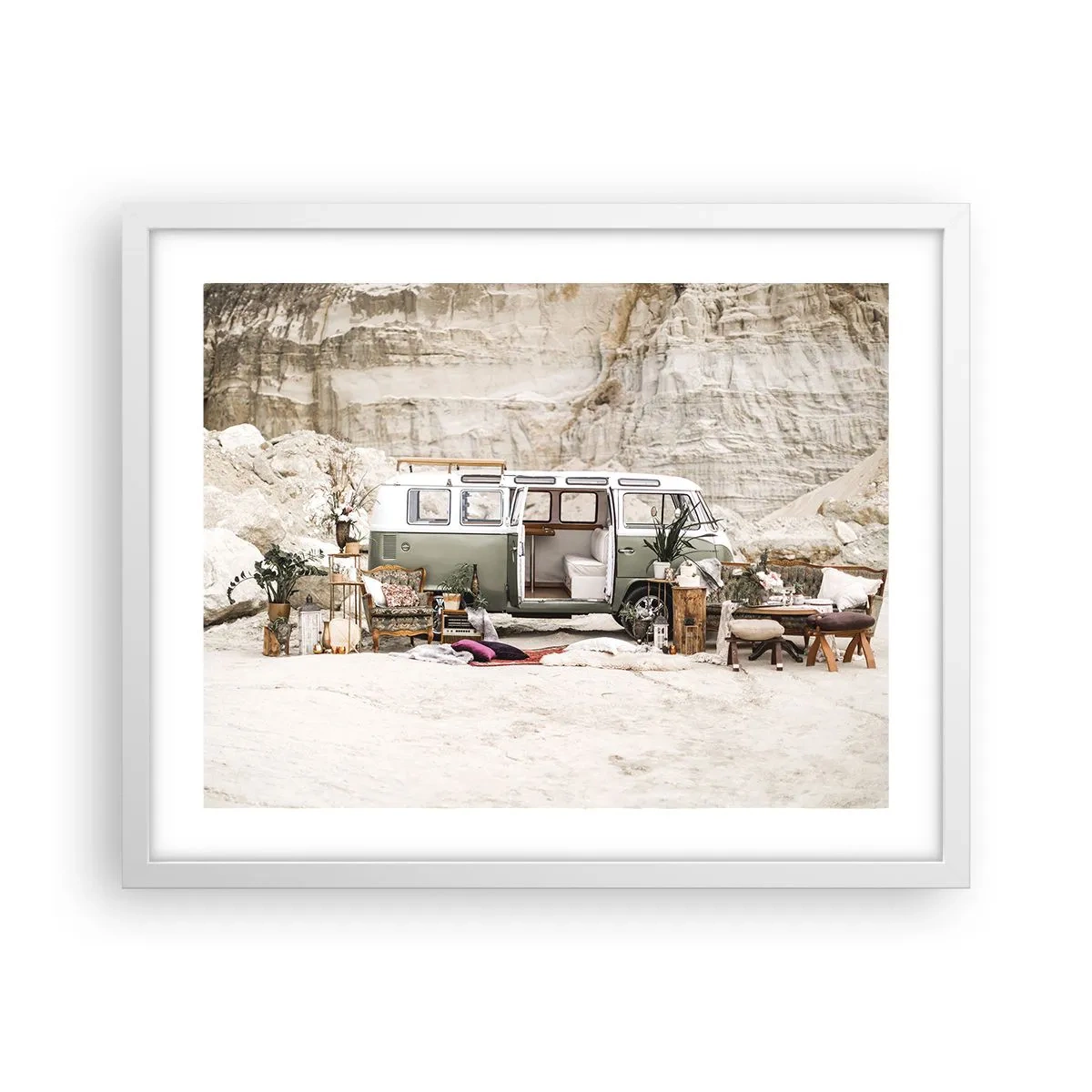 Pôster em moldura branca - É hora de começar a jornada - 50x40 cm