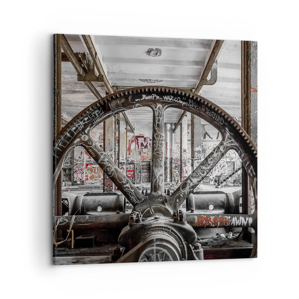 Quadro em tela - A vida secreta da fábrica - 50x50 cm