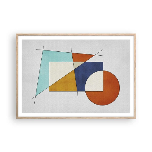 Pôster com moldura de carvalho claro - Abstração: diversão modernista - 100x70 cm