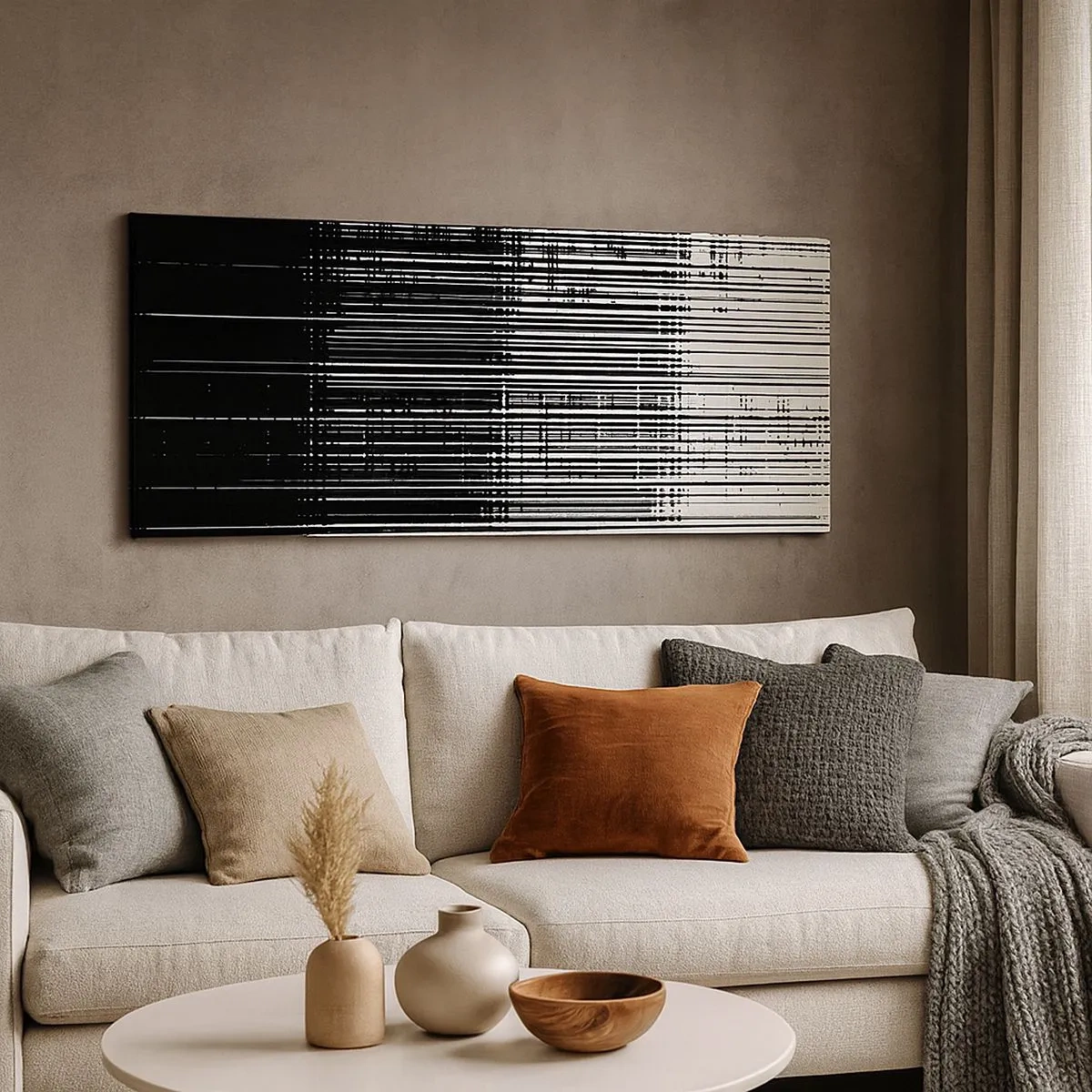 Quadro em tela - Ondas e vibrações - 100x40 cm