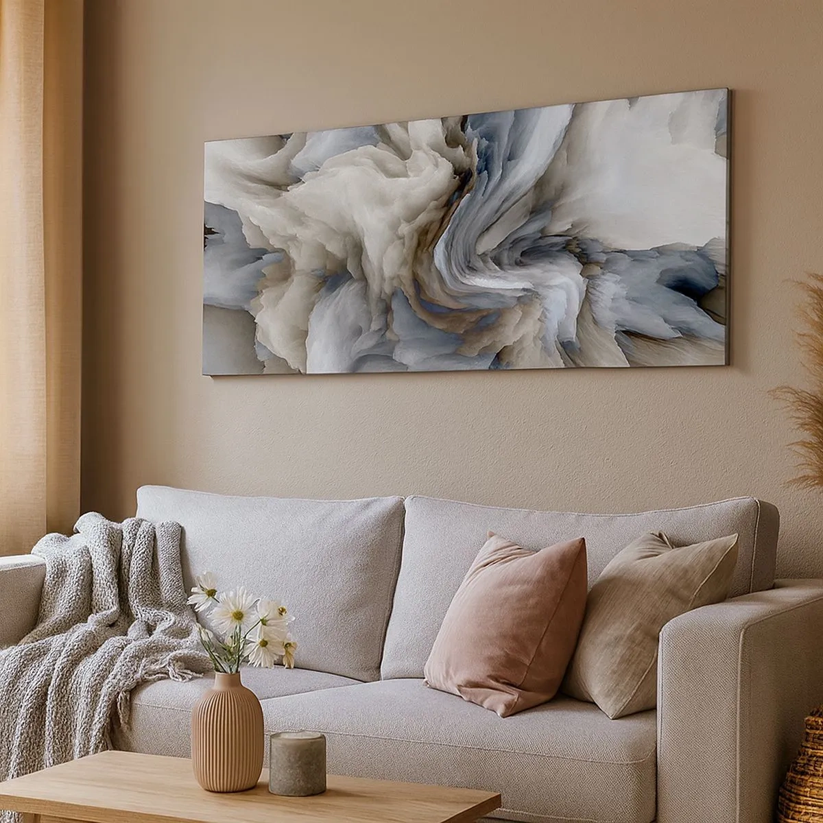 Quadro em tela - Pedra e flor - 100x40 cm