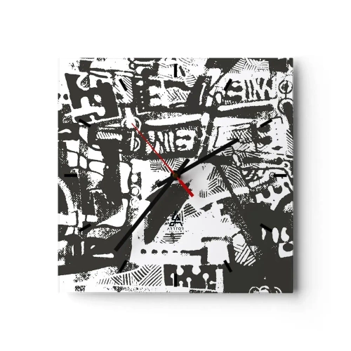 Relógio de parede - Relógio em vidro - Ordem ou caos? - 40x40 cm