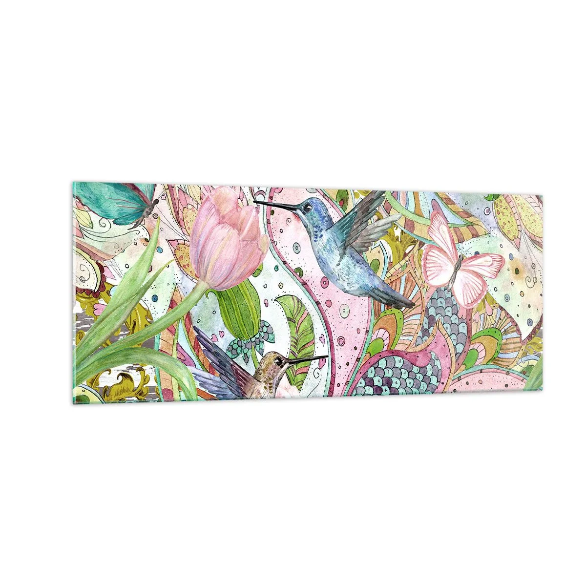 Quadro em vidro - Emaranhados em trepadeiras - 100x40 cm
