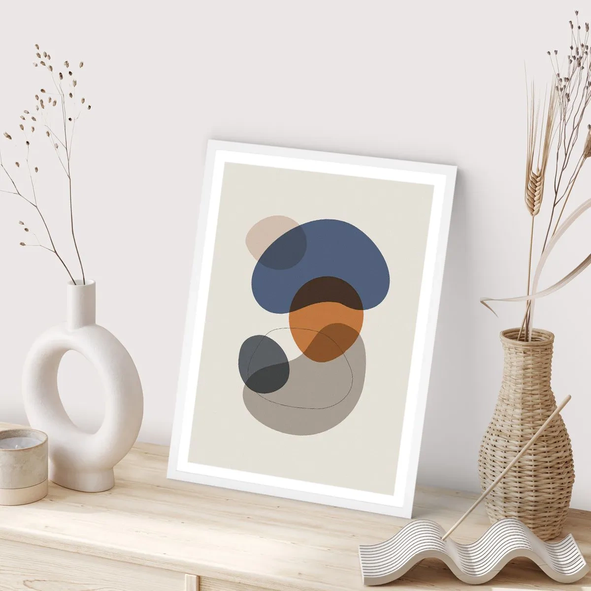 Pôster em moldura branca - Gotas de cor - 50x70 cm