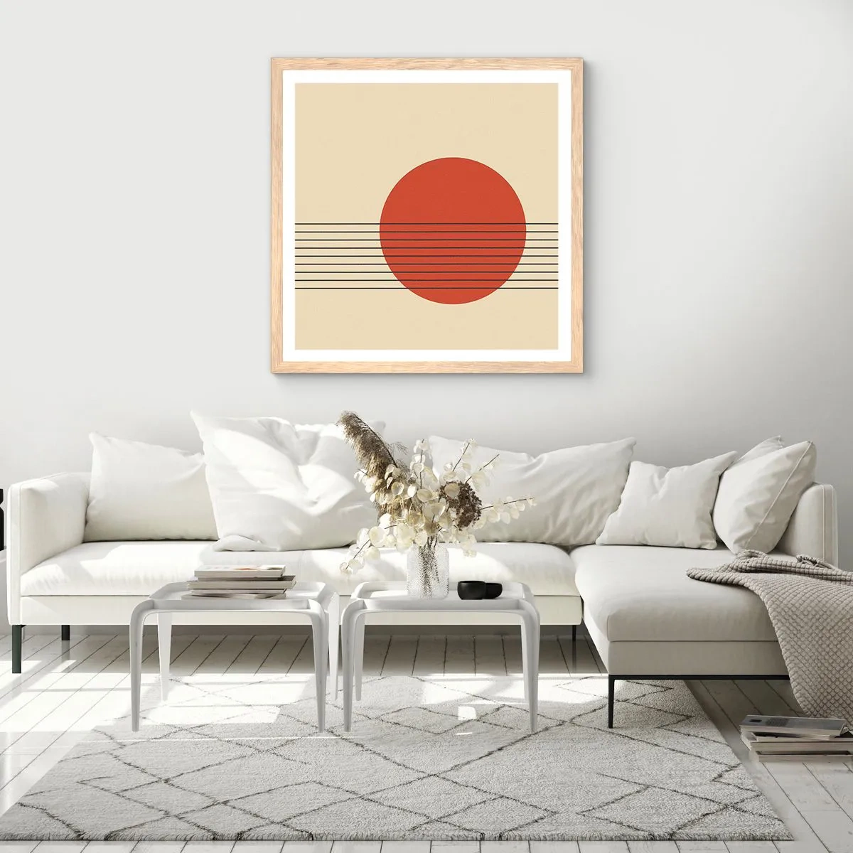 Pôster com moldura de carvalho claro - Em círculo e mais além - 60x60 cm