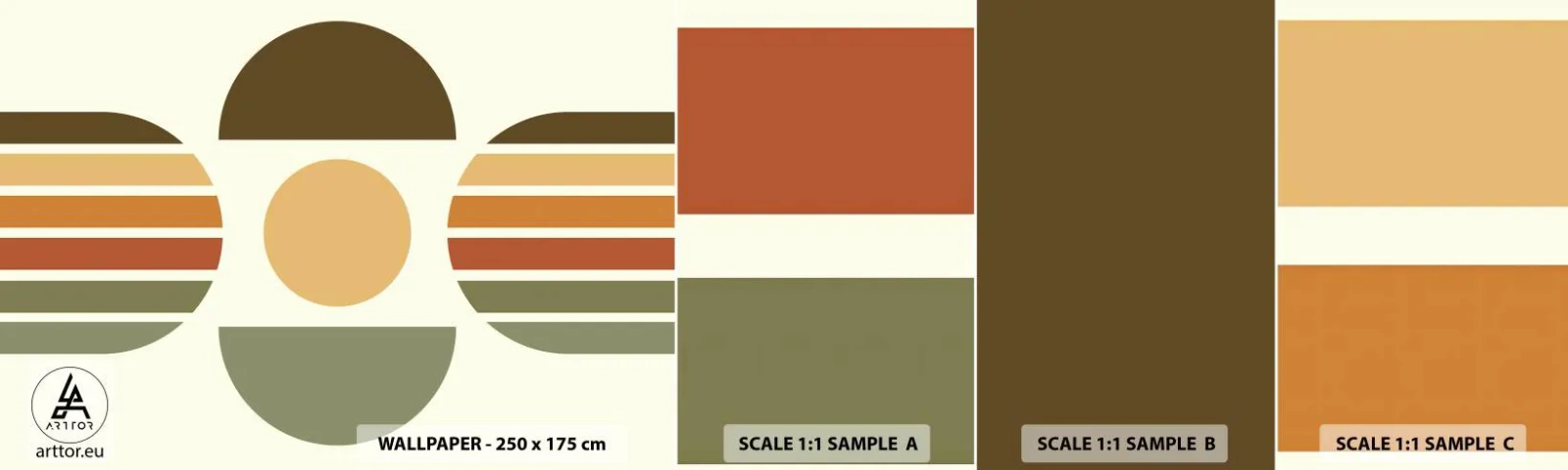 Amostra de papel de parede autocolante Deluxe Sticker - Em tons terrosos - Abstração, Pedaço, Gráficos - 100x30 cm