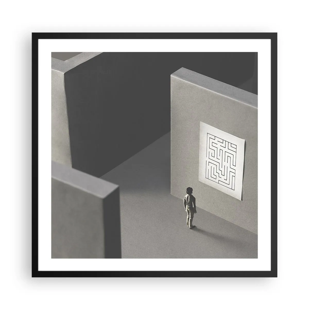 Pôster com moldura preta - Mas onde estou? - 60x60 cm