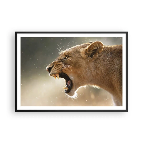 Pôster com moldura preta - Tente não ouvir - 100x70 cm