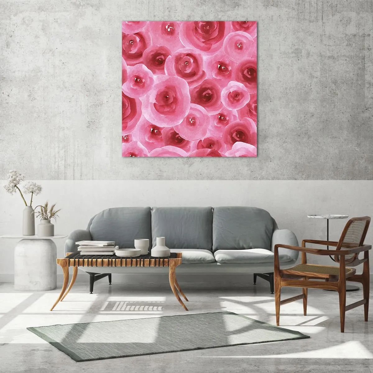 Quadro em vidro - Rosas acima e abaixo - 30x30 cm