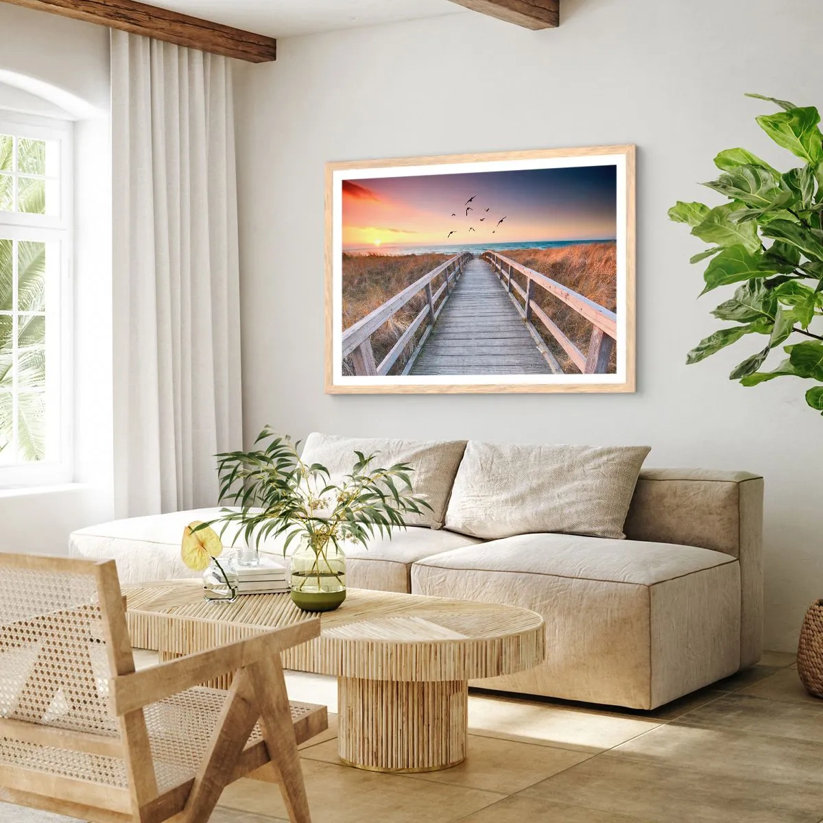 Pôster com moldura de carvalho claro - O espaço das alturas - 100x70 cm