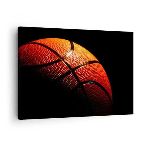 Quadro em tela - Close-up de uma bola de basquete contra um fundo preto - 70x50cm - Linda como um planeta - Decoração de parede moderna para a sala de estar e quarto ARTTOR