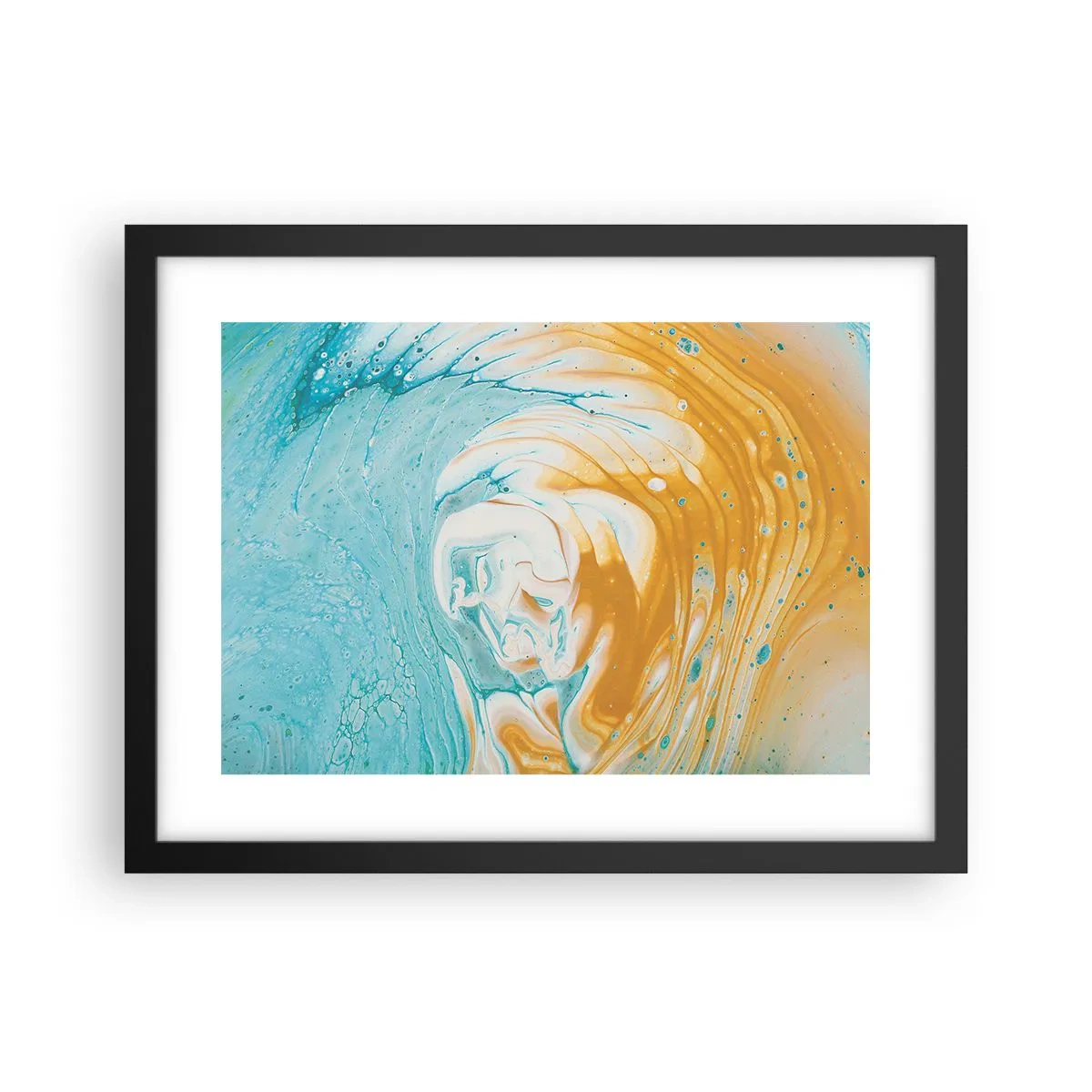 Pôster com moldura preta - Vórtice em pastel - 40x30 cm