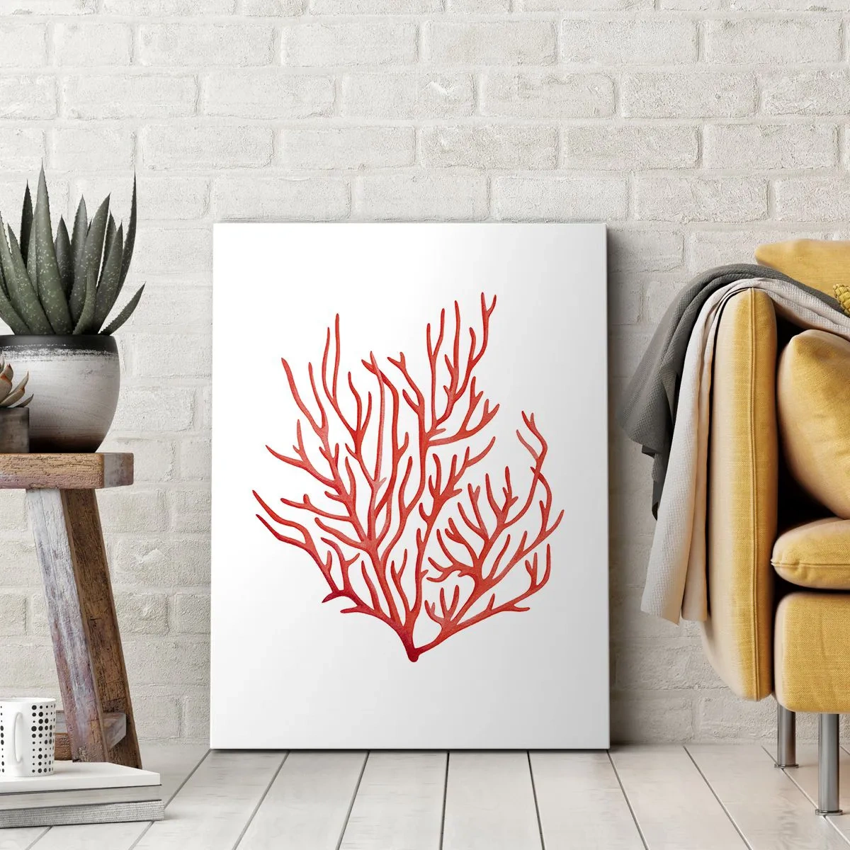 Quadro em tela - Filigrana coral - 80x120 cm