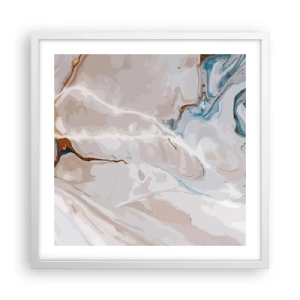 Pôster em moldura branca - Meandros azuis sob branco - 50x50 cm