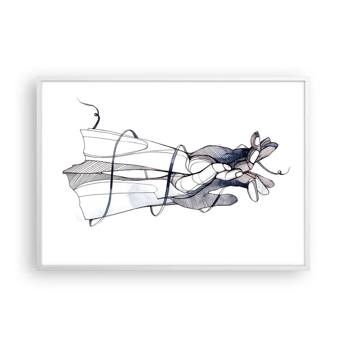 Pôster em moldura branca - Estudo do toque - 100x70 cm