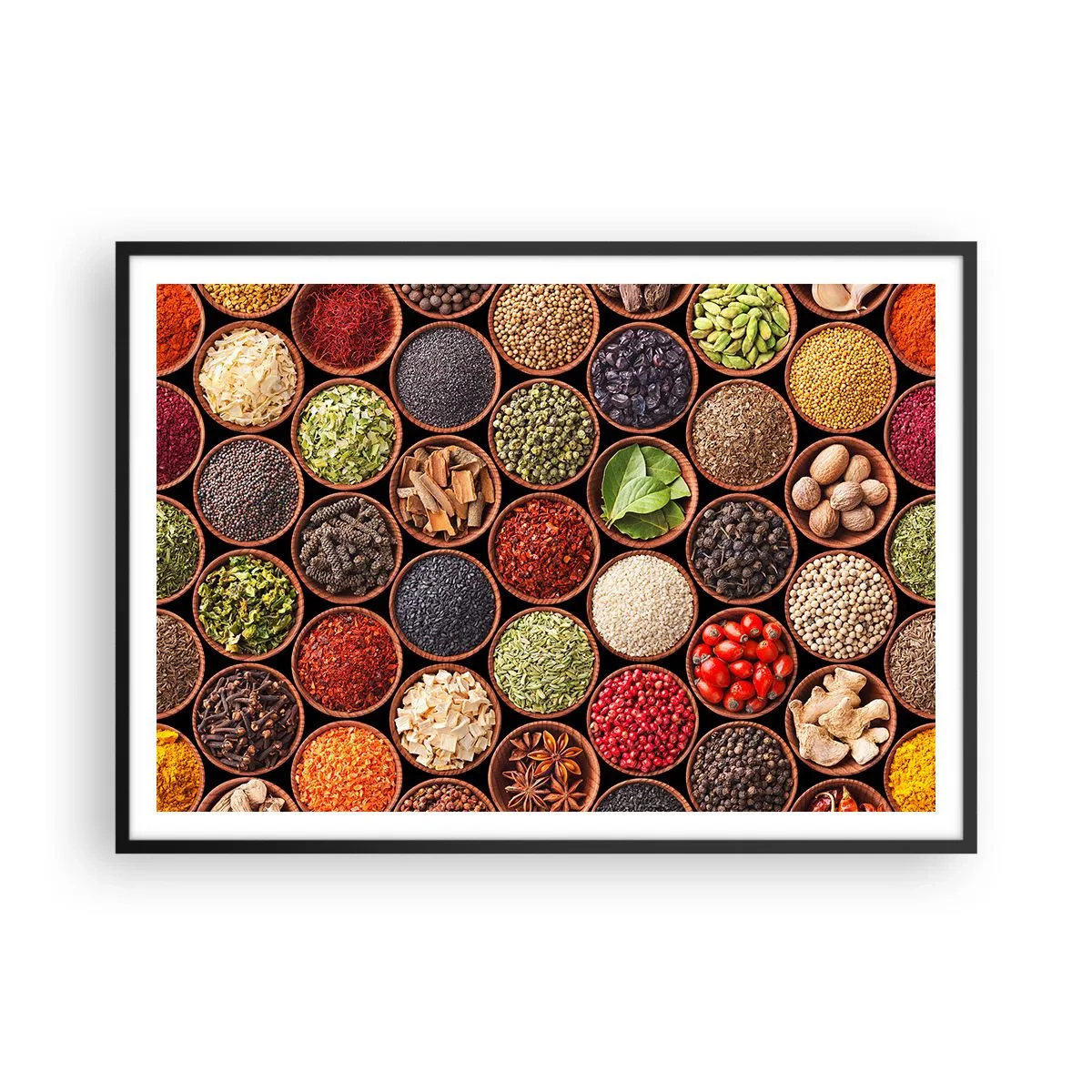 Pôster com moldura preta - Todos os sabores do mundo - 100x70 cm