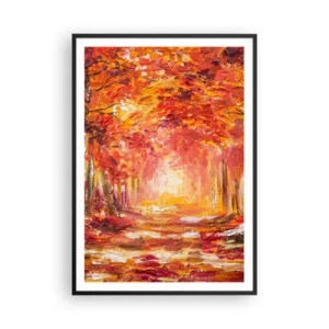 Pôster com moldura preta - Floresta de cobre - 70x100 cm