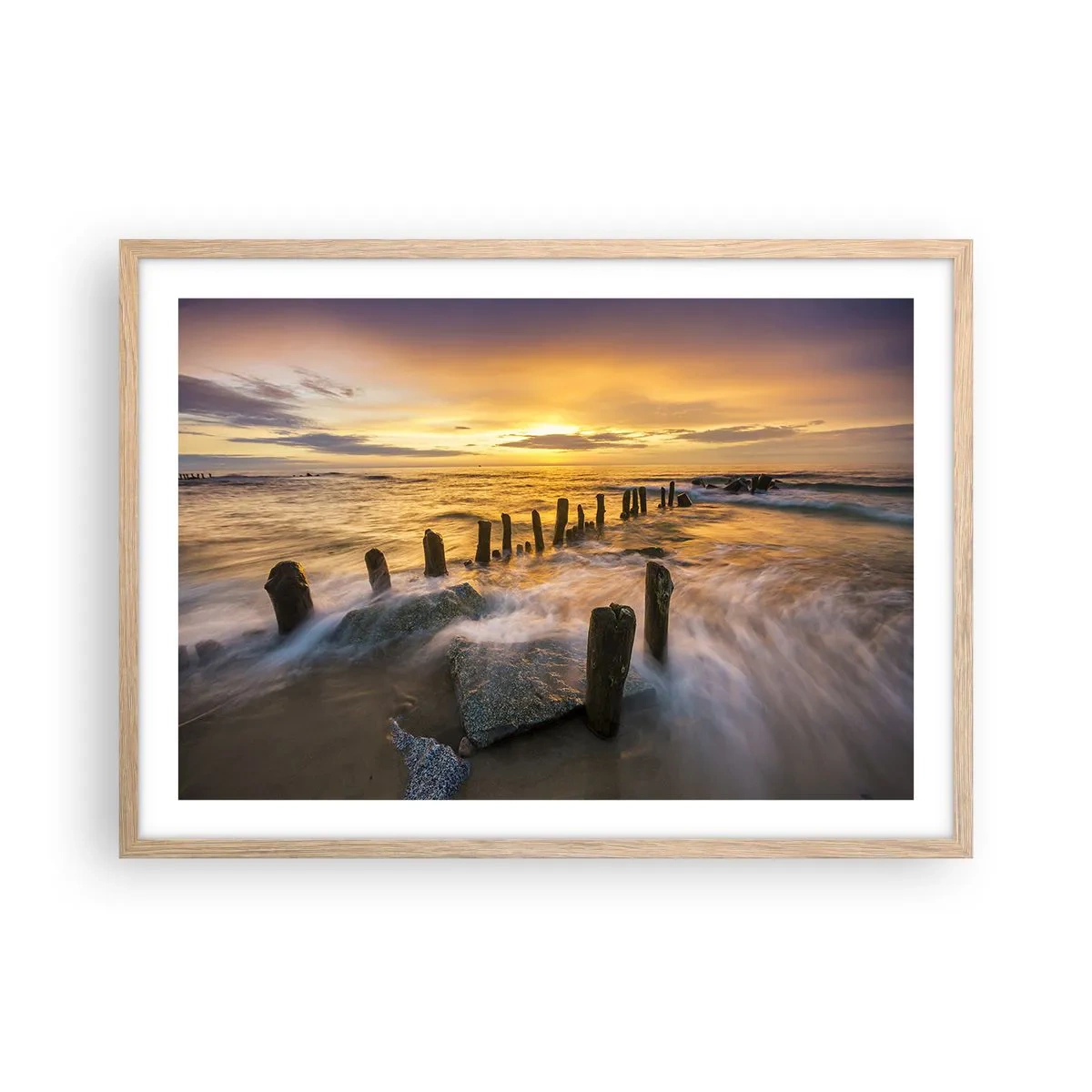 Pôster com moldura de carvalho claro - A beleza crua do Mar Báltico - 70x50 cm
