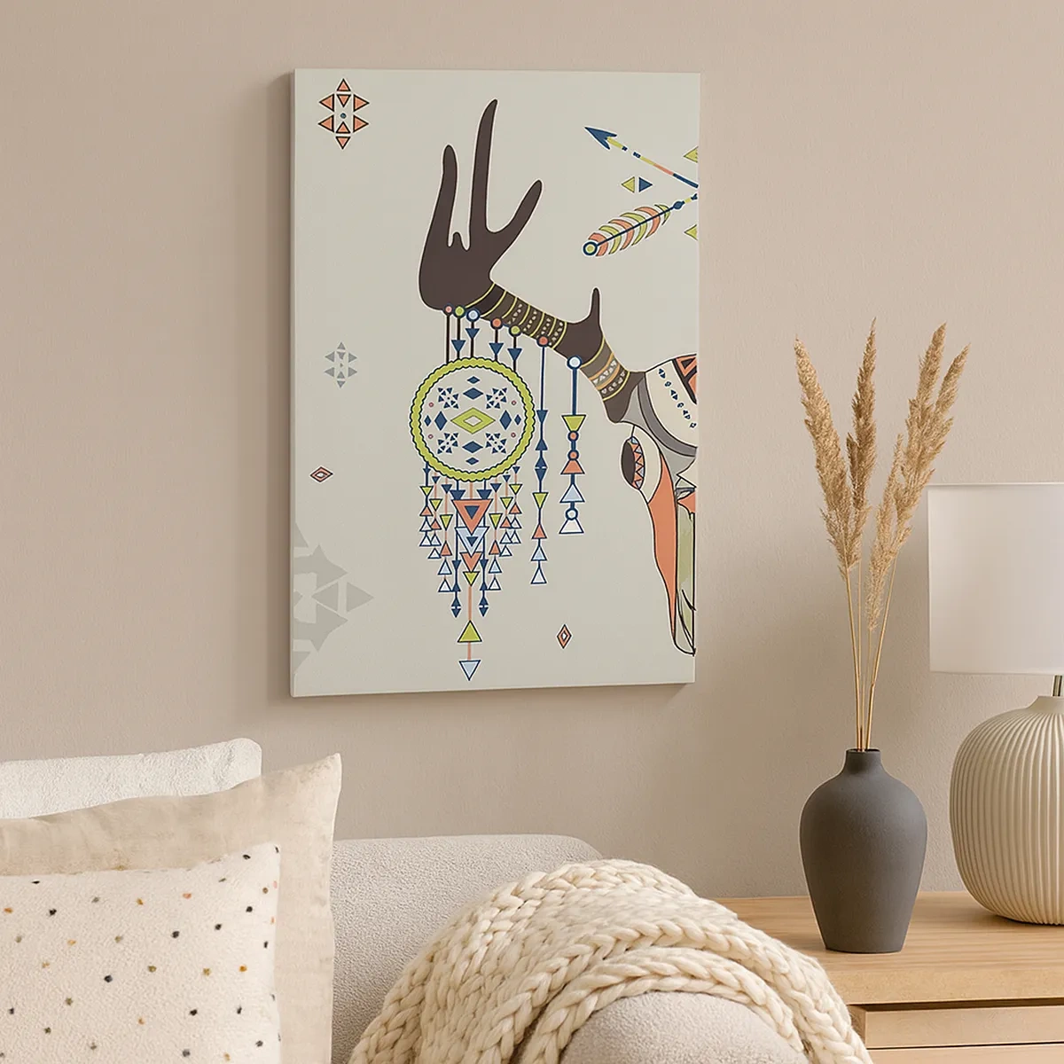 Quadro em tela - Troféu de caçador indiano - 50x70 cm