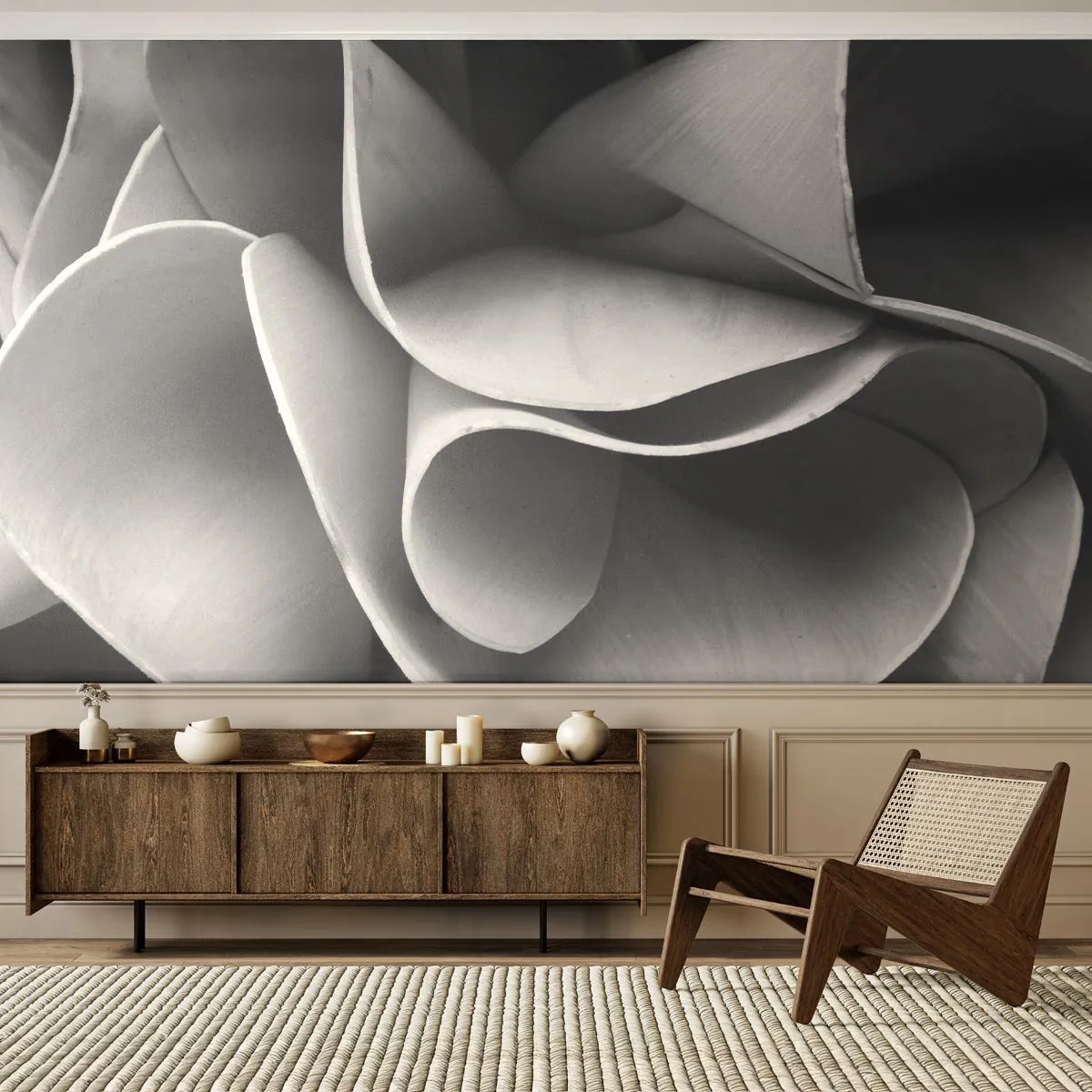 Papel de Parede Autocolante Deluxe Sticker - Acontece no espaço - Abstração, Pedaço, Preto e branco - 400x280 cm