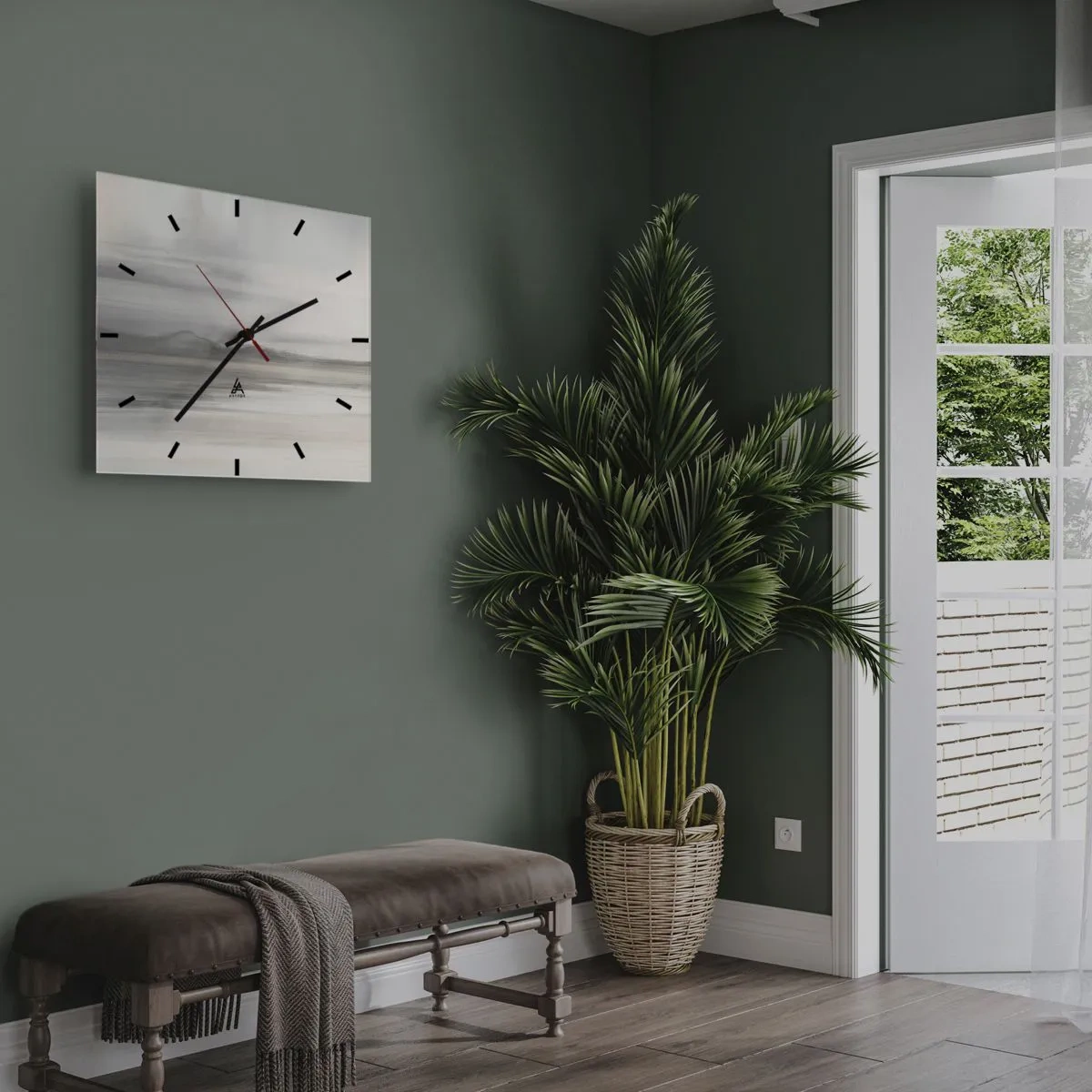 Relógio de parede - Relógio em vidro - Distância pensativa - 40x40 cm